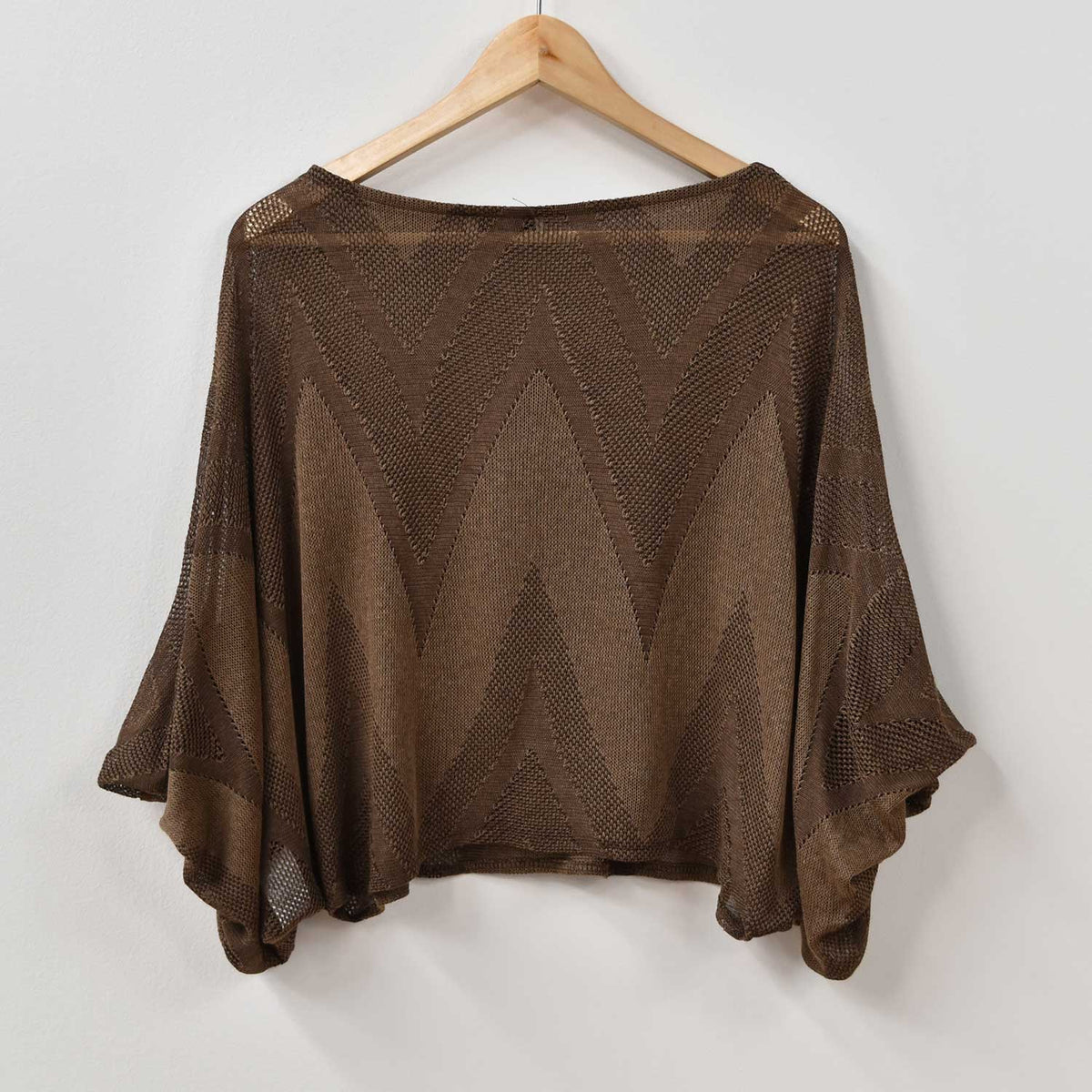 Jersey Calado Manga Abullonada – Marrón