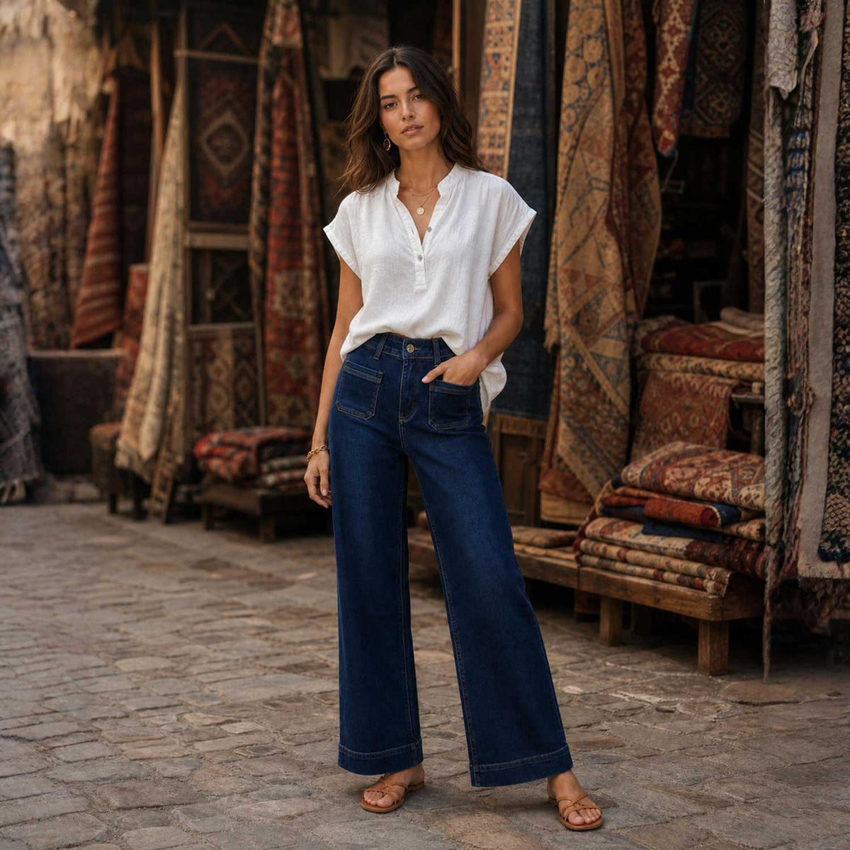 Blusa Botones Algodón – Blanca