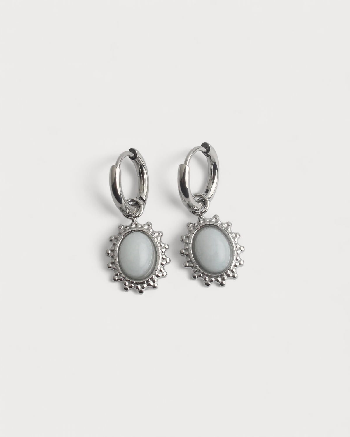 Luna – Pendientes de Piedra Natural – Acero Inoxidable