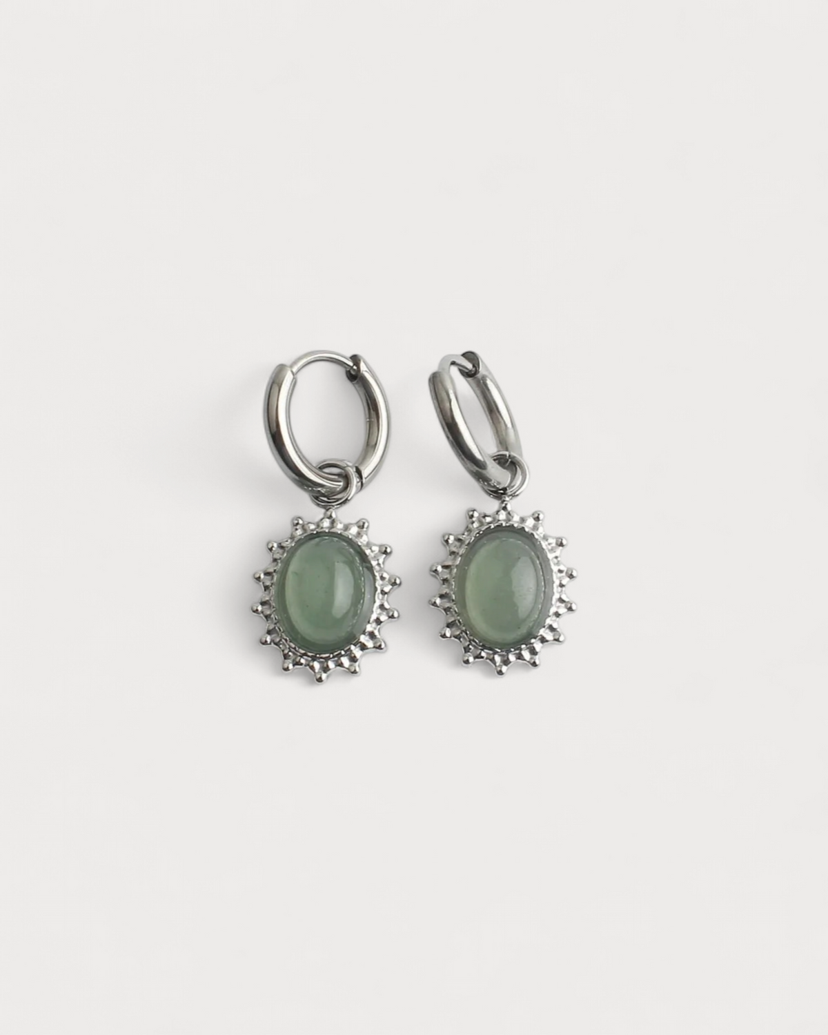 Luna – Pendientes de Piedra Natural – Acero Inoxidable