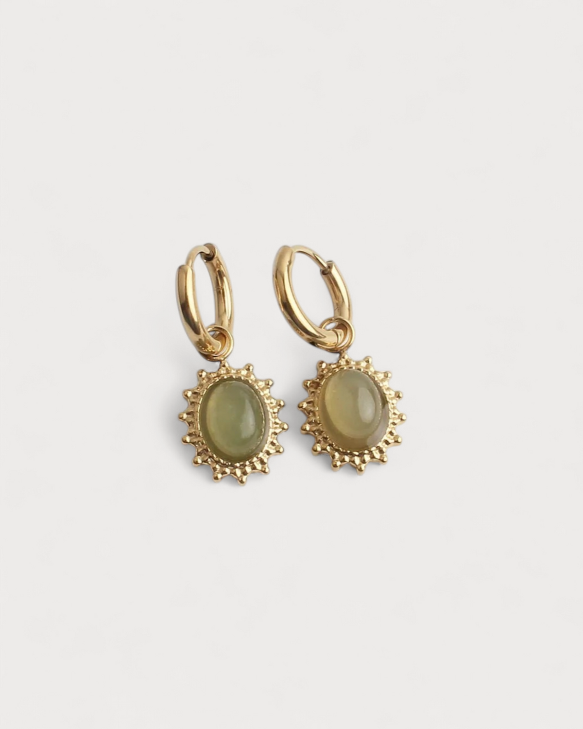 Luna – Pendientes de Piedra Natural – Acero Inoxidable