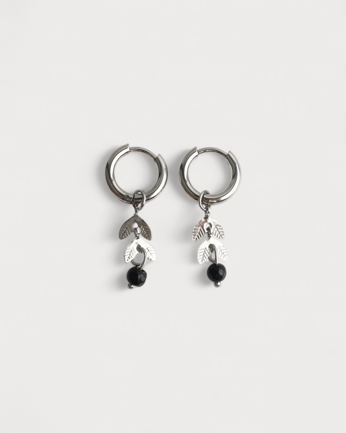 Stone Leaf - Pendientes - Piedra natural - Acero inoxidable