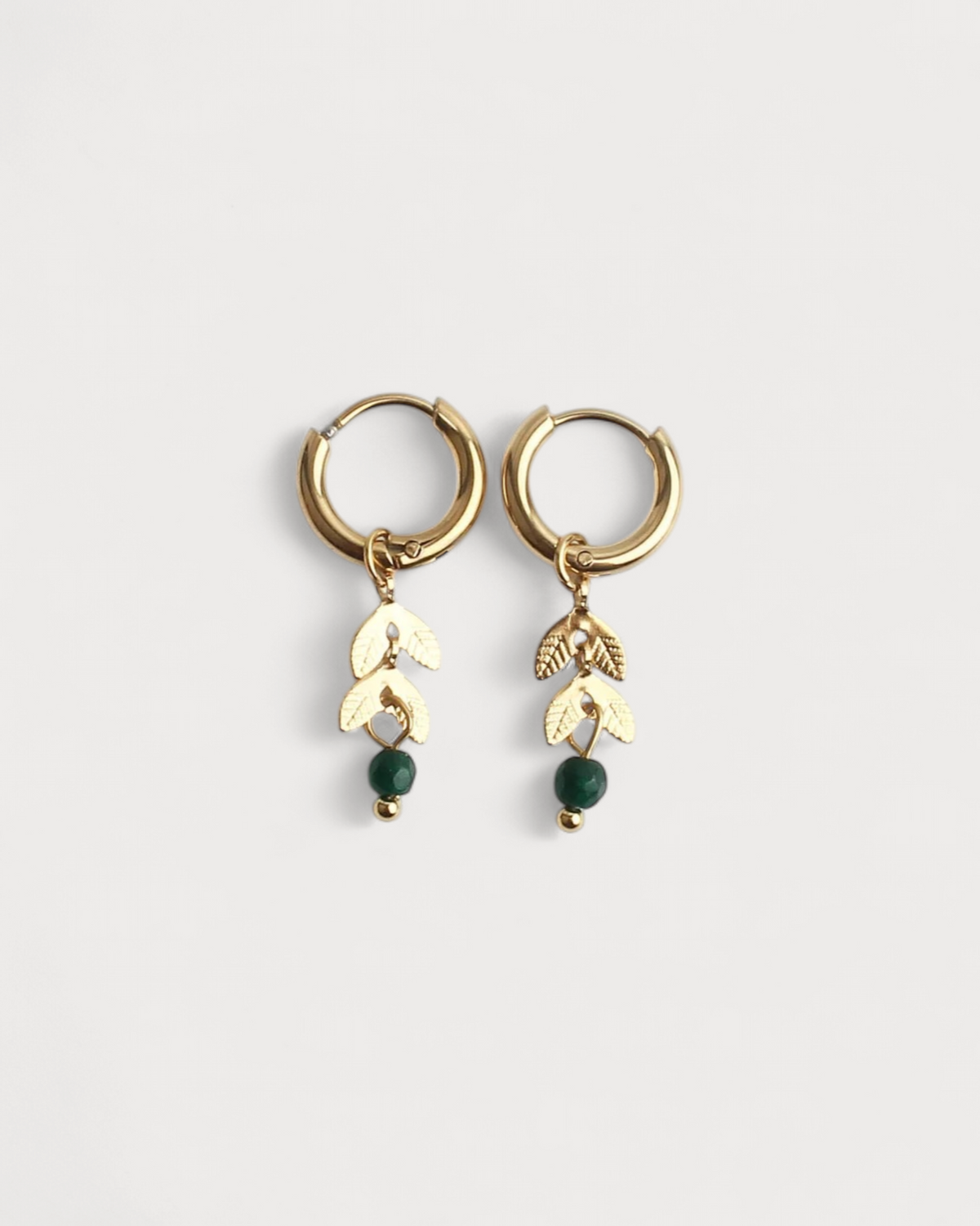 Stone Leaf - Pendientes - Piedra natural - Acero inoxidable