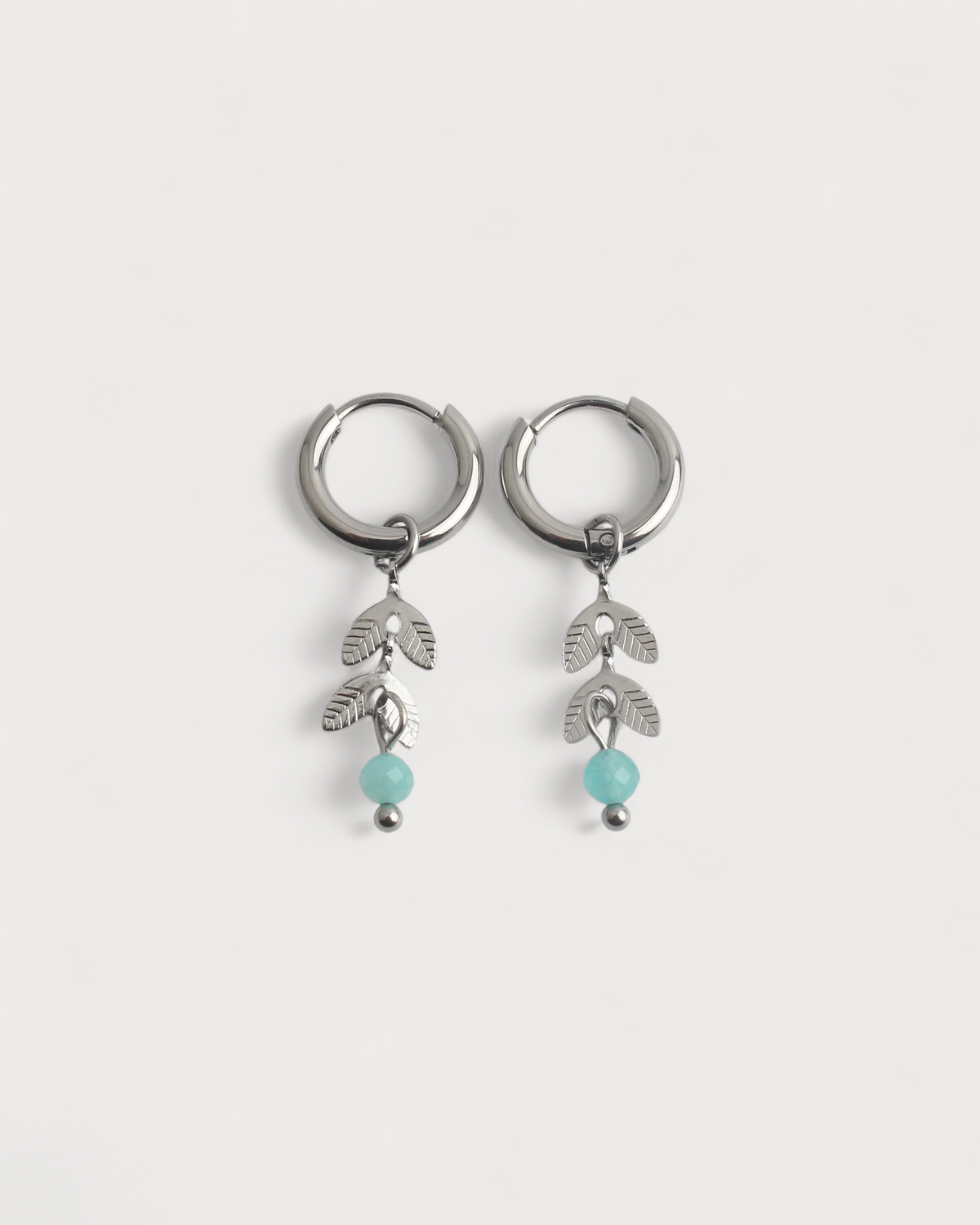 Stone Leaf - Pendientes - Piedra natural - Acero inoxidable
