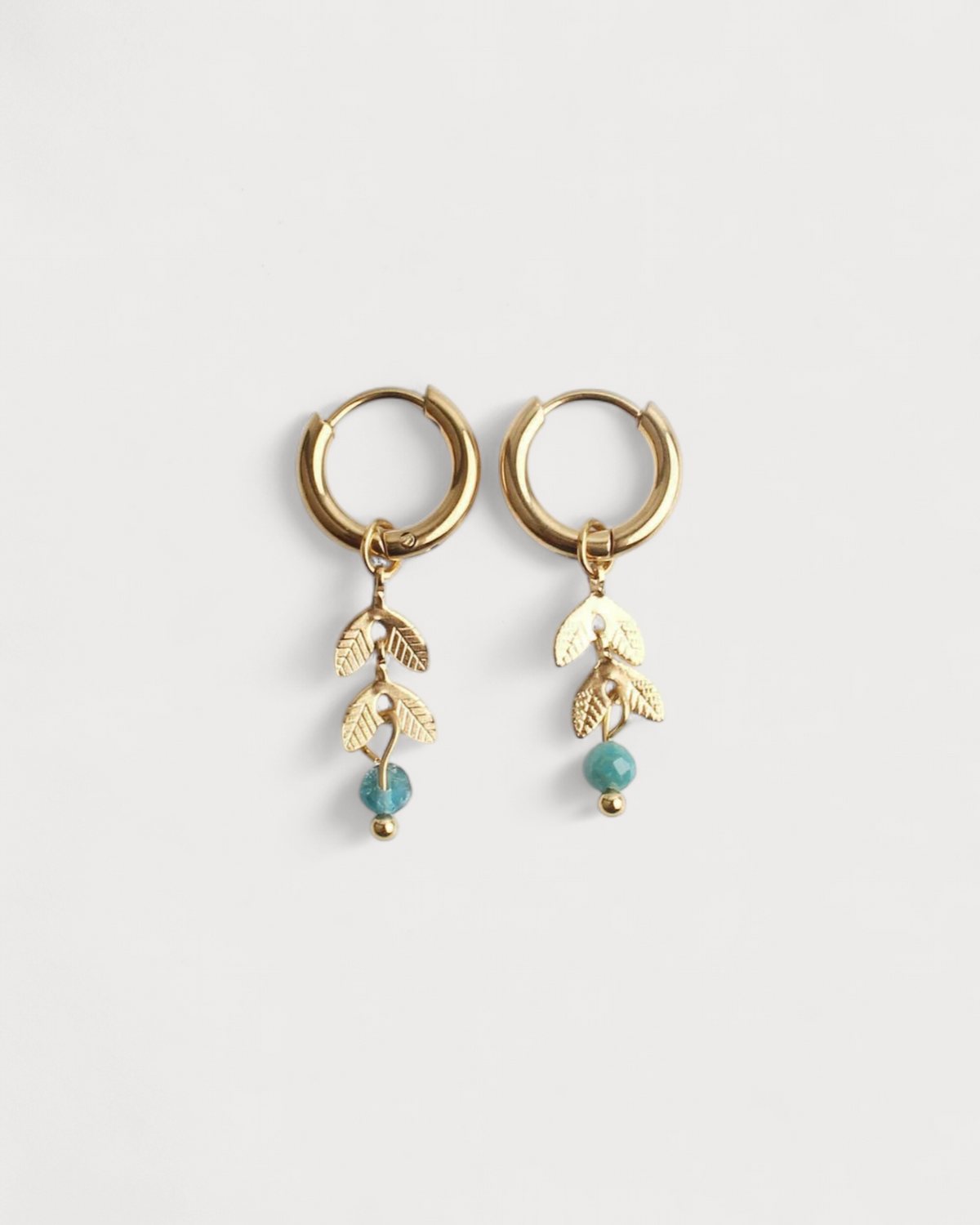 Stone Leaf - Pendientes - Piedra natural - Acero inoxidable