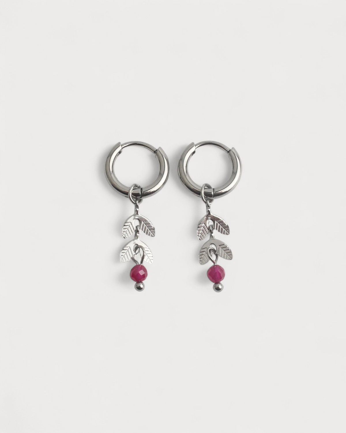 Stone Leaf - Pendientes - Piedra natural - Acero inoxidable
