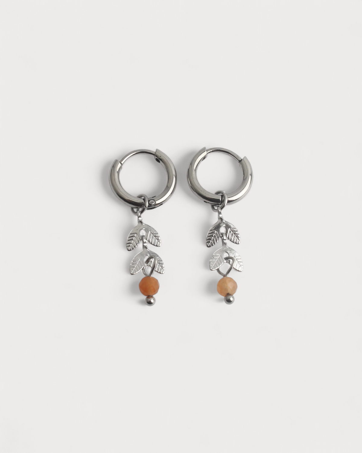 Stone Leaf - Pendientes - Piedra natural - Acero inoxidable