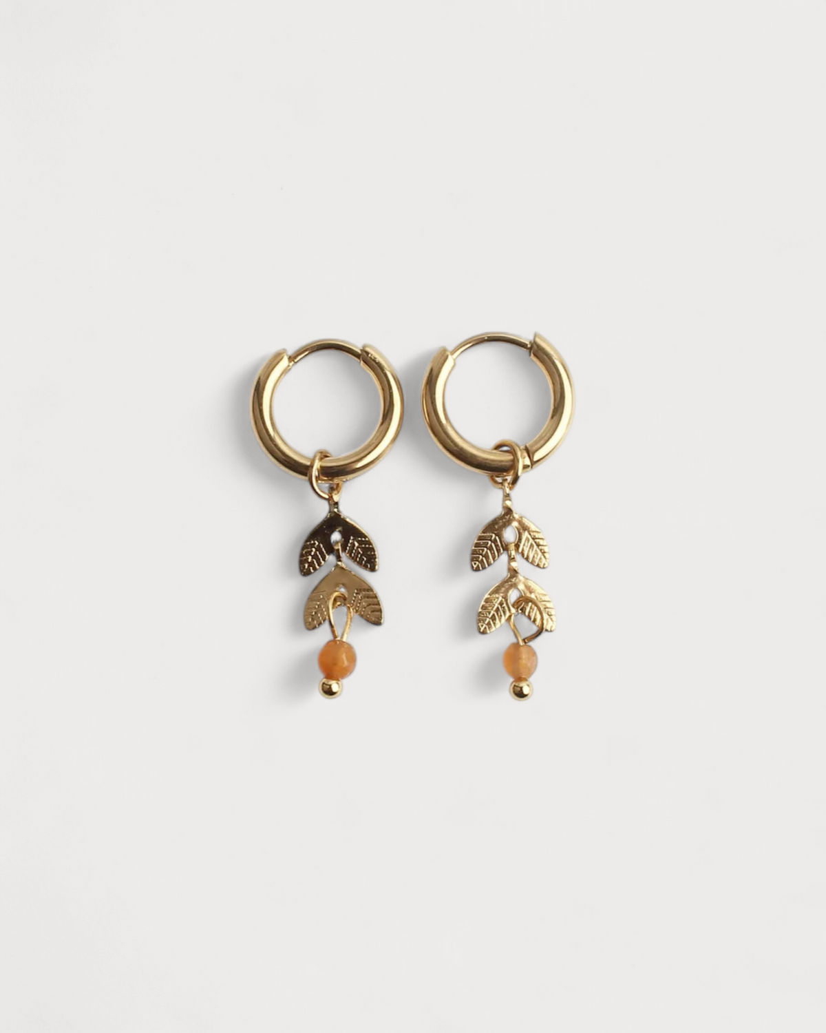Stone Leaf - Pendientes - Piedra natural - Acero inoxidable