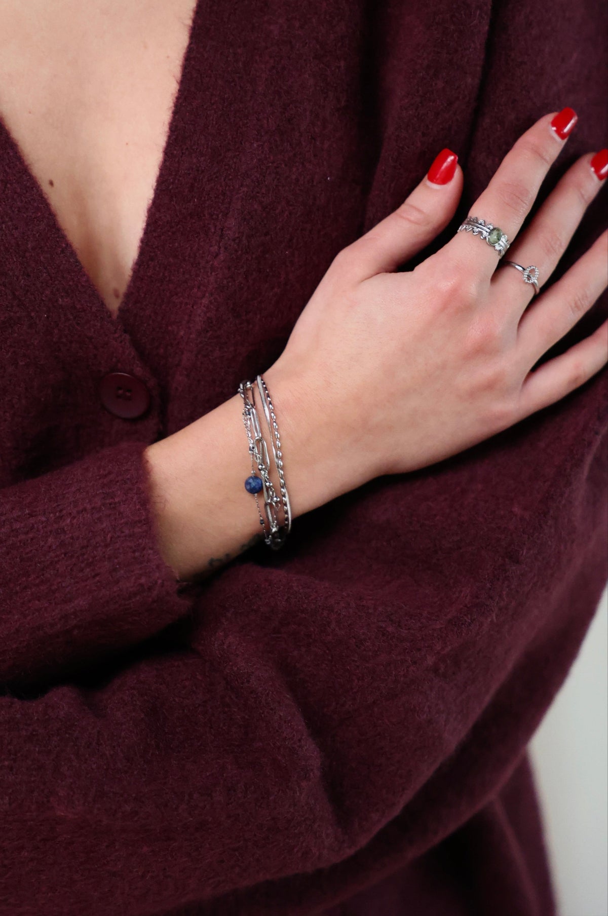 Eloise - Pulsera - Piedra natural - 4 capas - Acero inoxidable