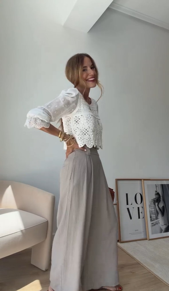 Pantalón Fluido Cinturón – Taupe
