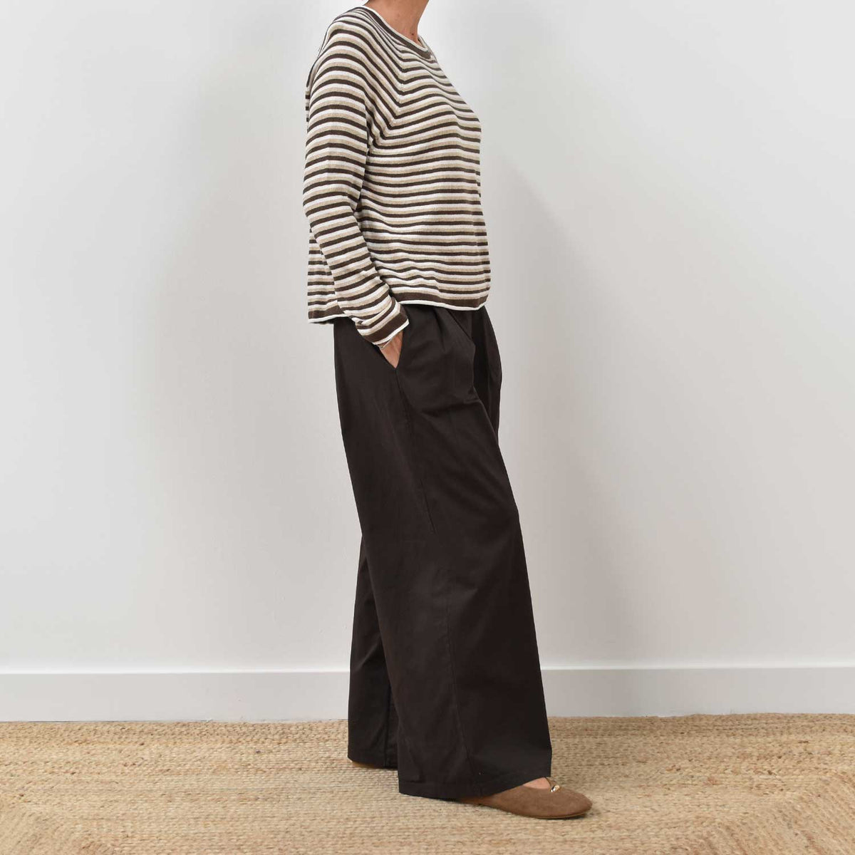 Pantalón Ancho Cinturón – Marrón