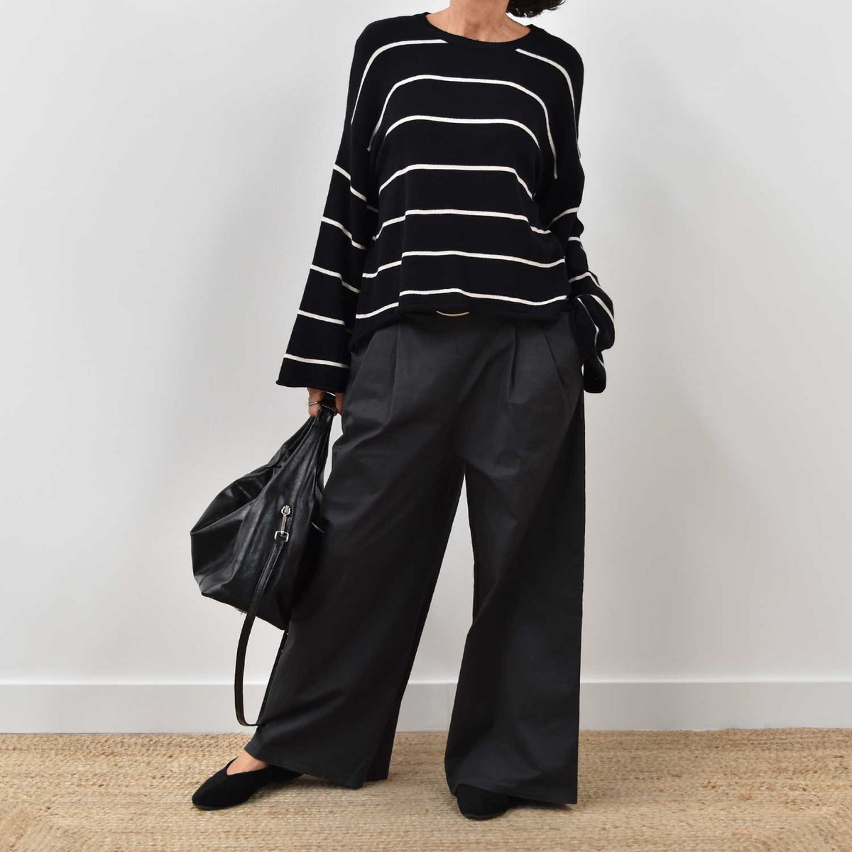 Pantalón Ancho Cinturón – Gris