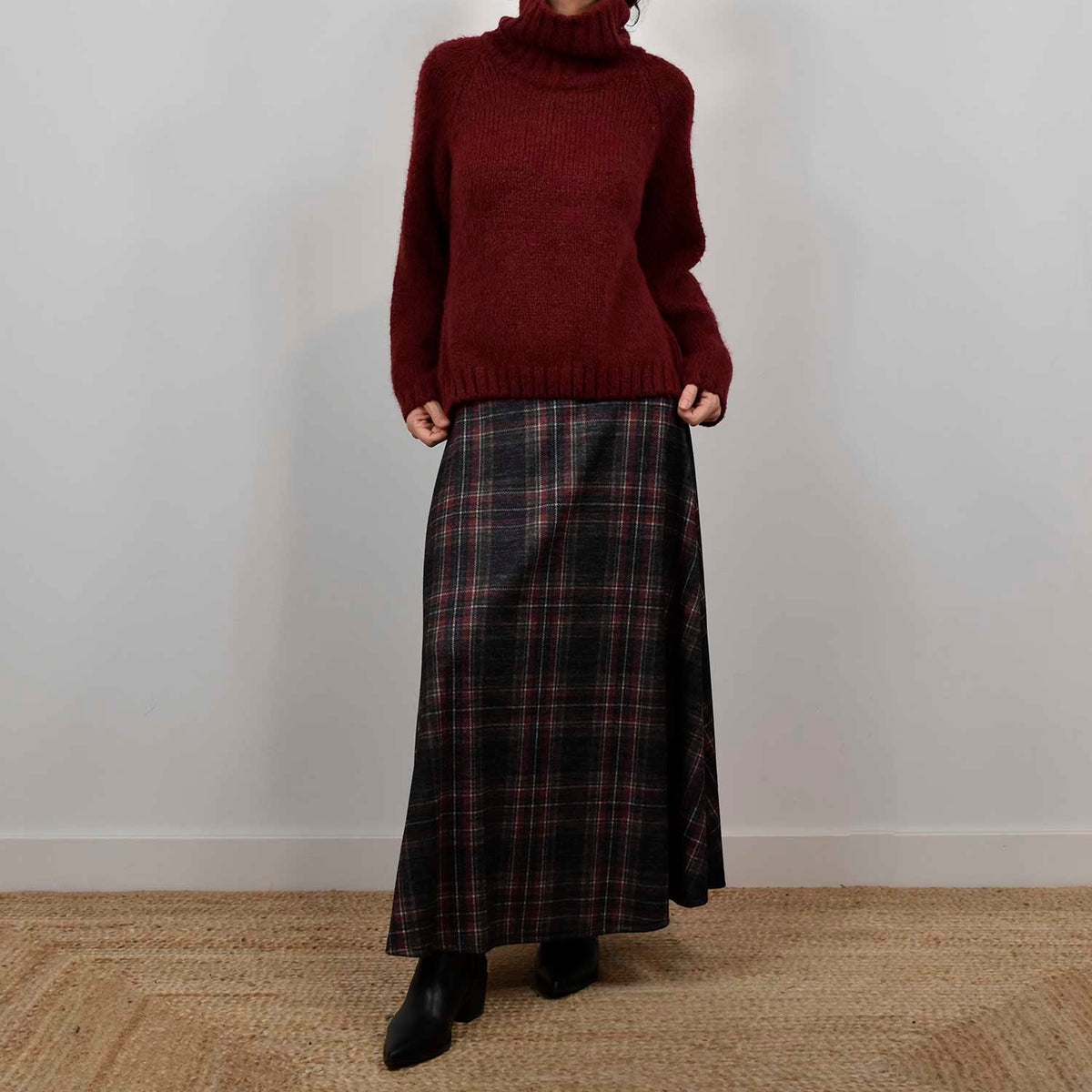 Jersey Cuello Alto Punto Suave – Borgoña