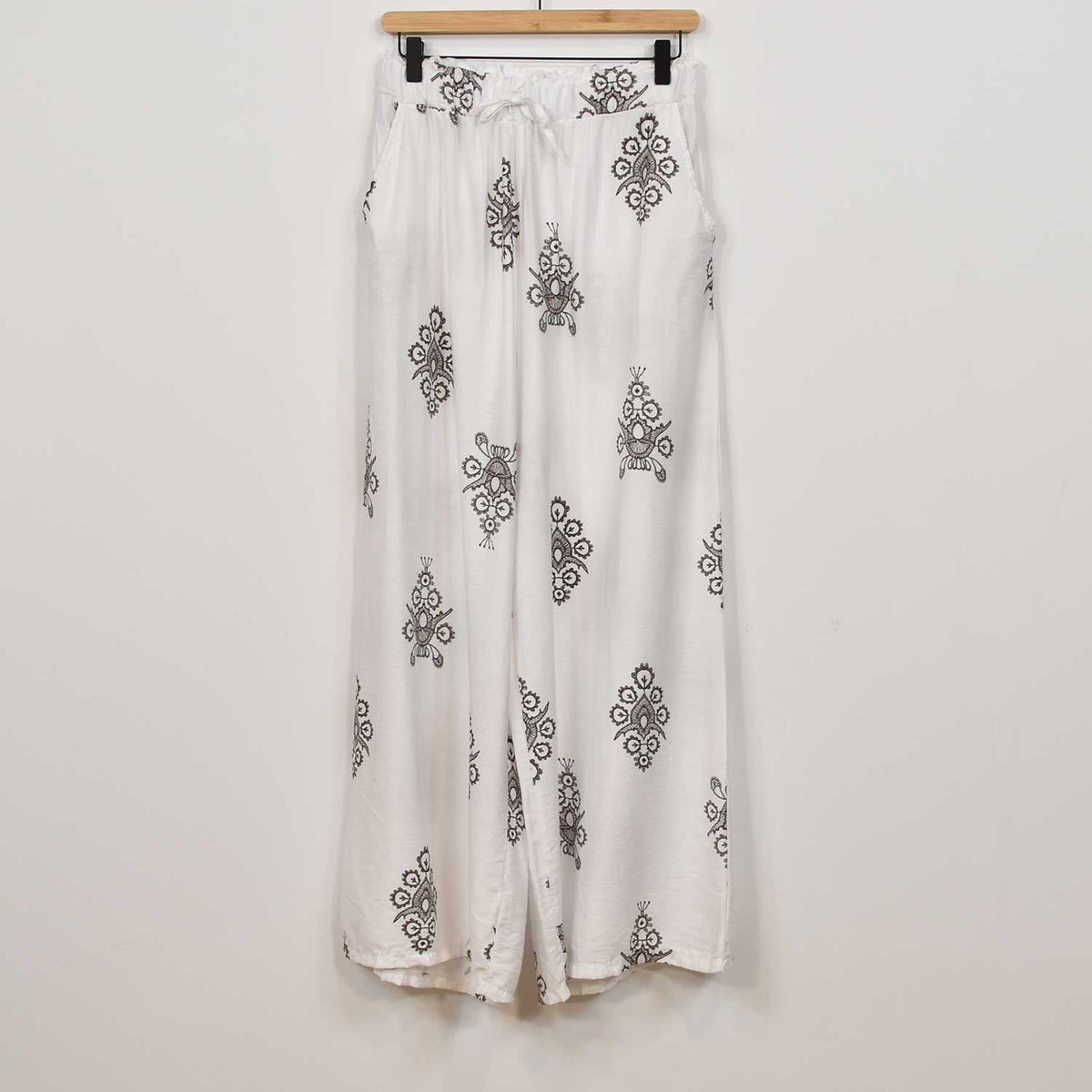 Pantalón Palazzo Estampado – Beige