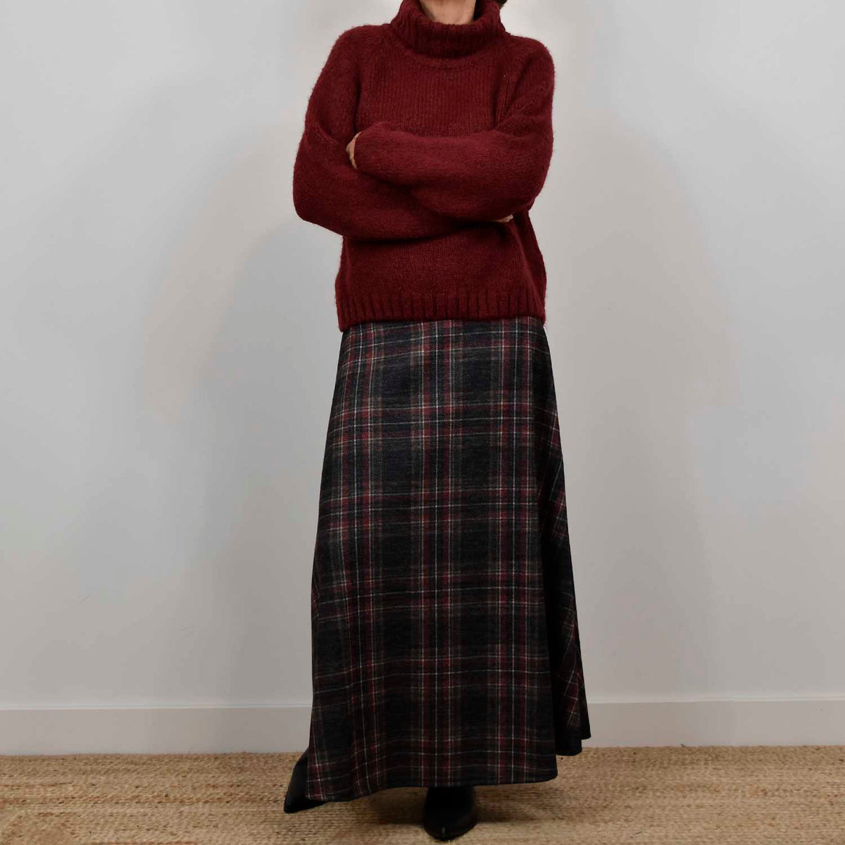 Jersey Cuello Alto Punto Suave – Borgoña