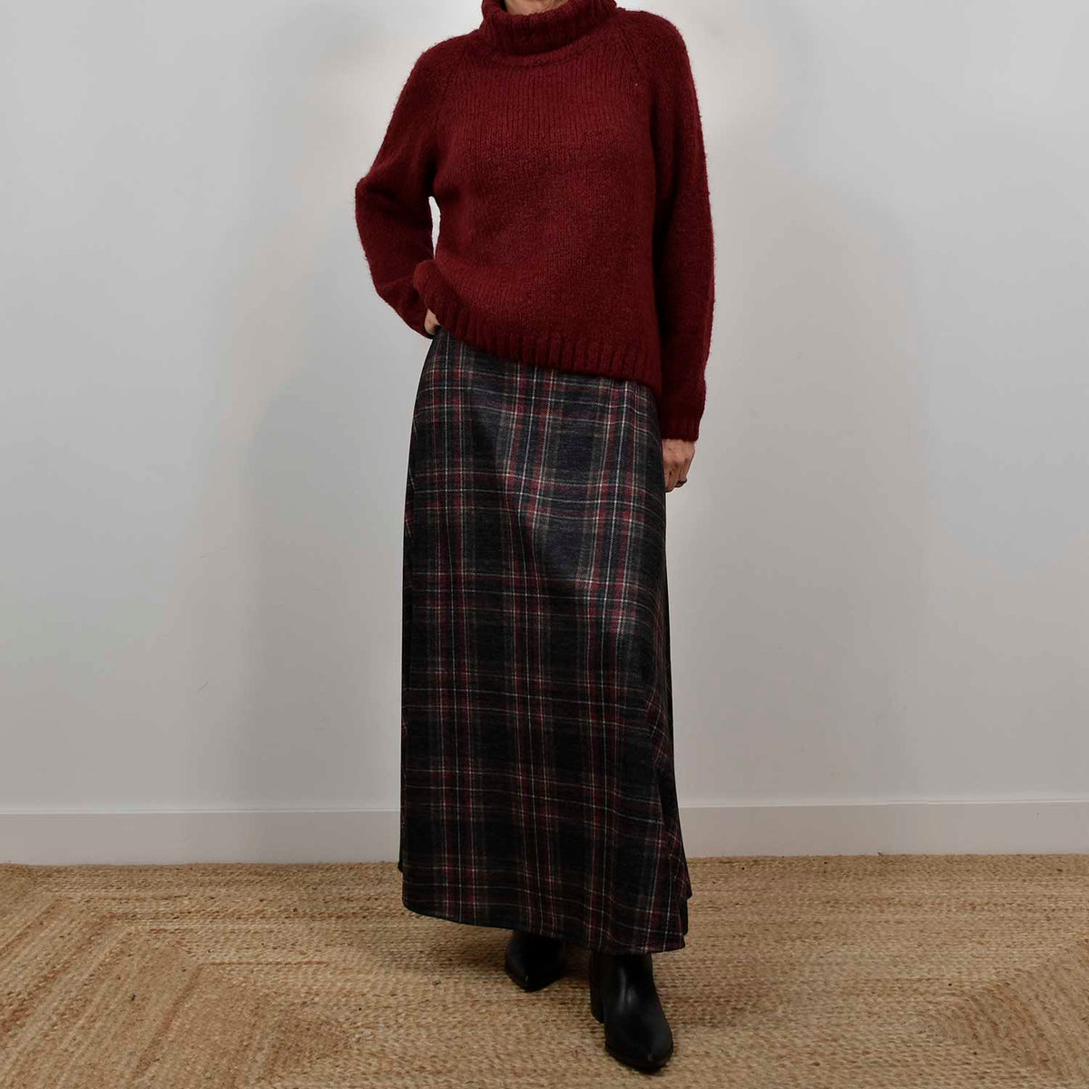 Jersey Cuello Alto Punto Suave – Borgoña