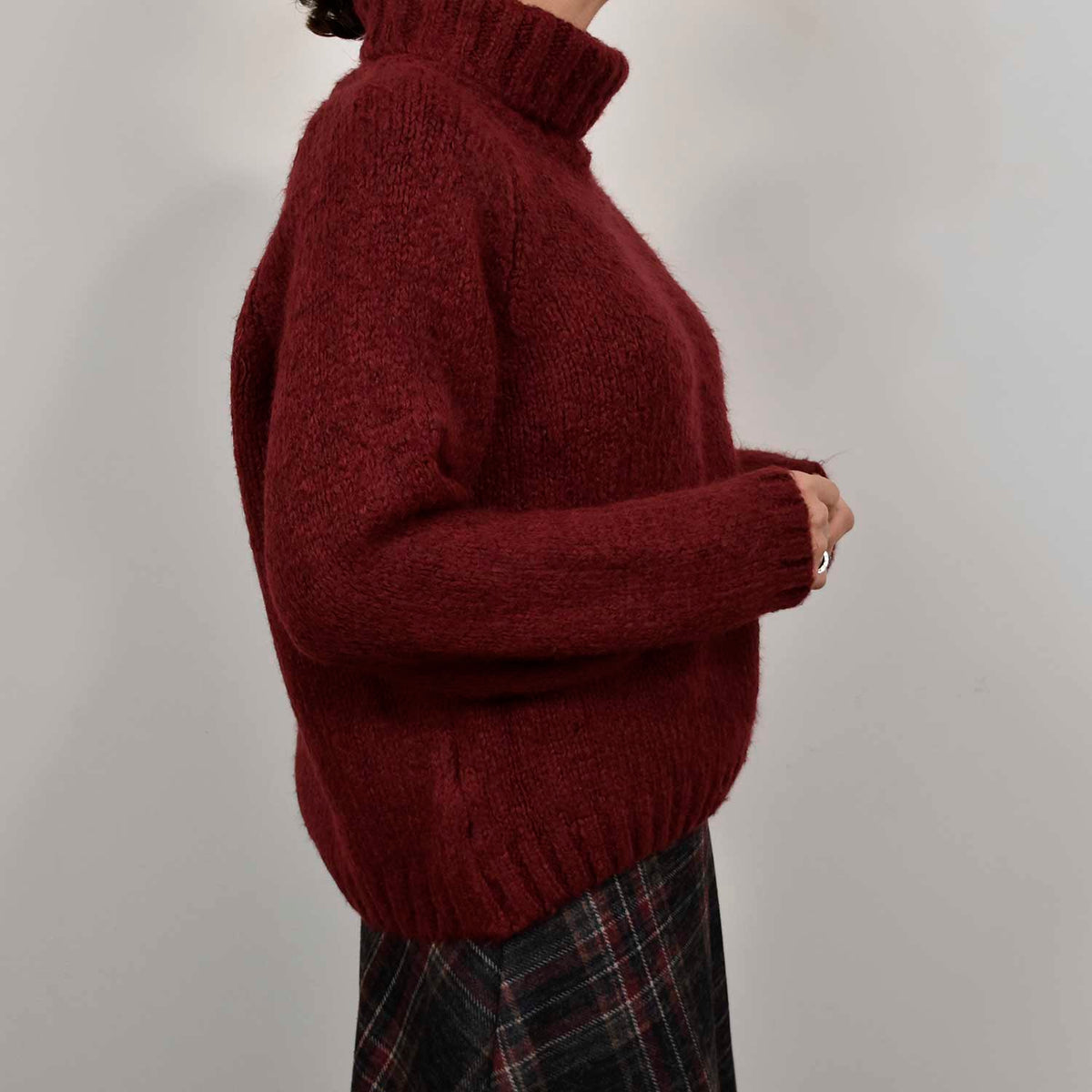 Jersey Cuello Alto Punto Suave – Borgoña