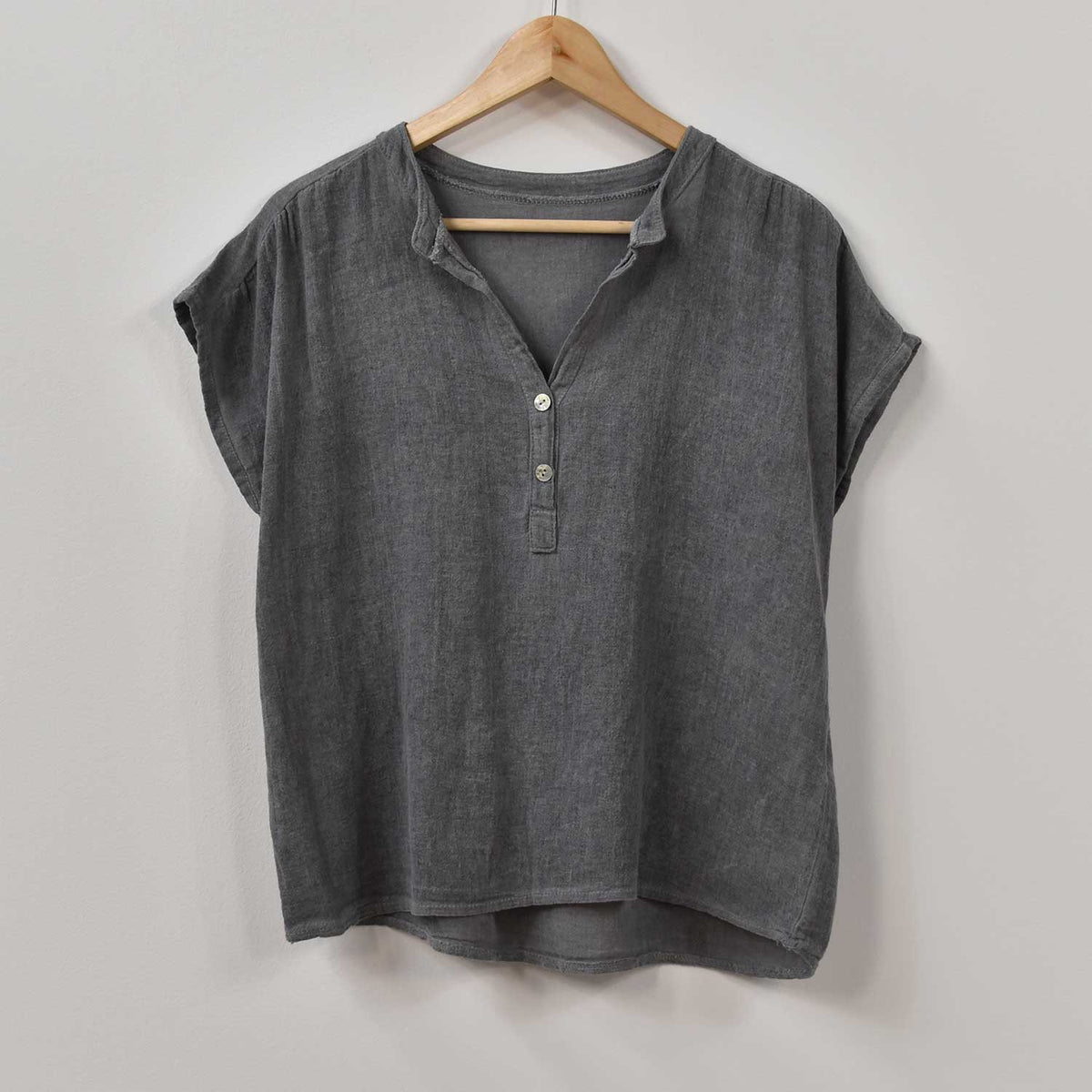 Blusa Botones Algodón – Gris