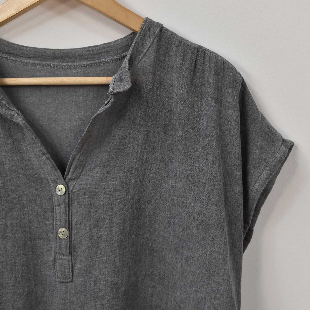 Blusa Botones Algodón – Gris