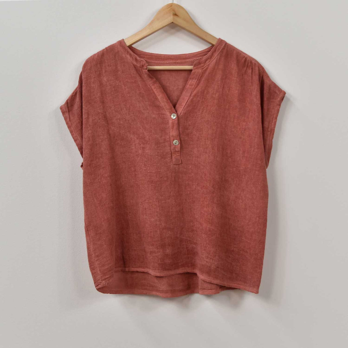 Blusa Botones Algodón – Teja