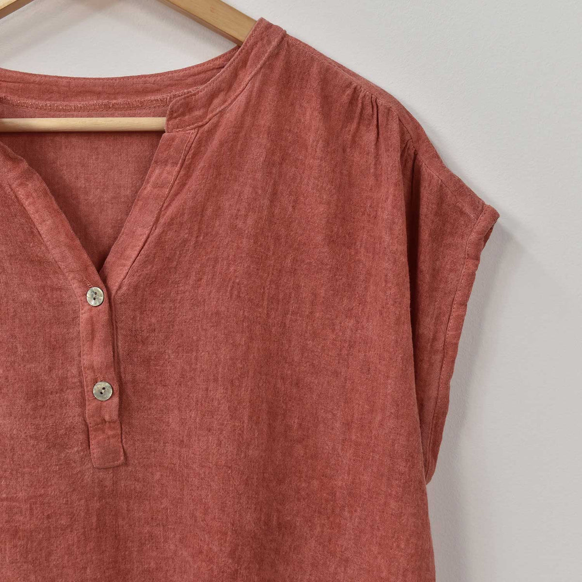 Blusa Botones Algodón – Teja