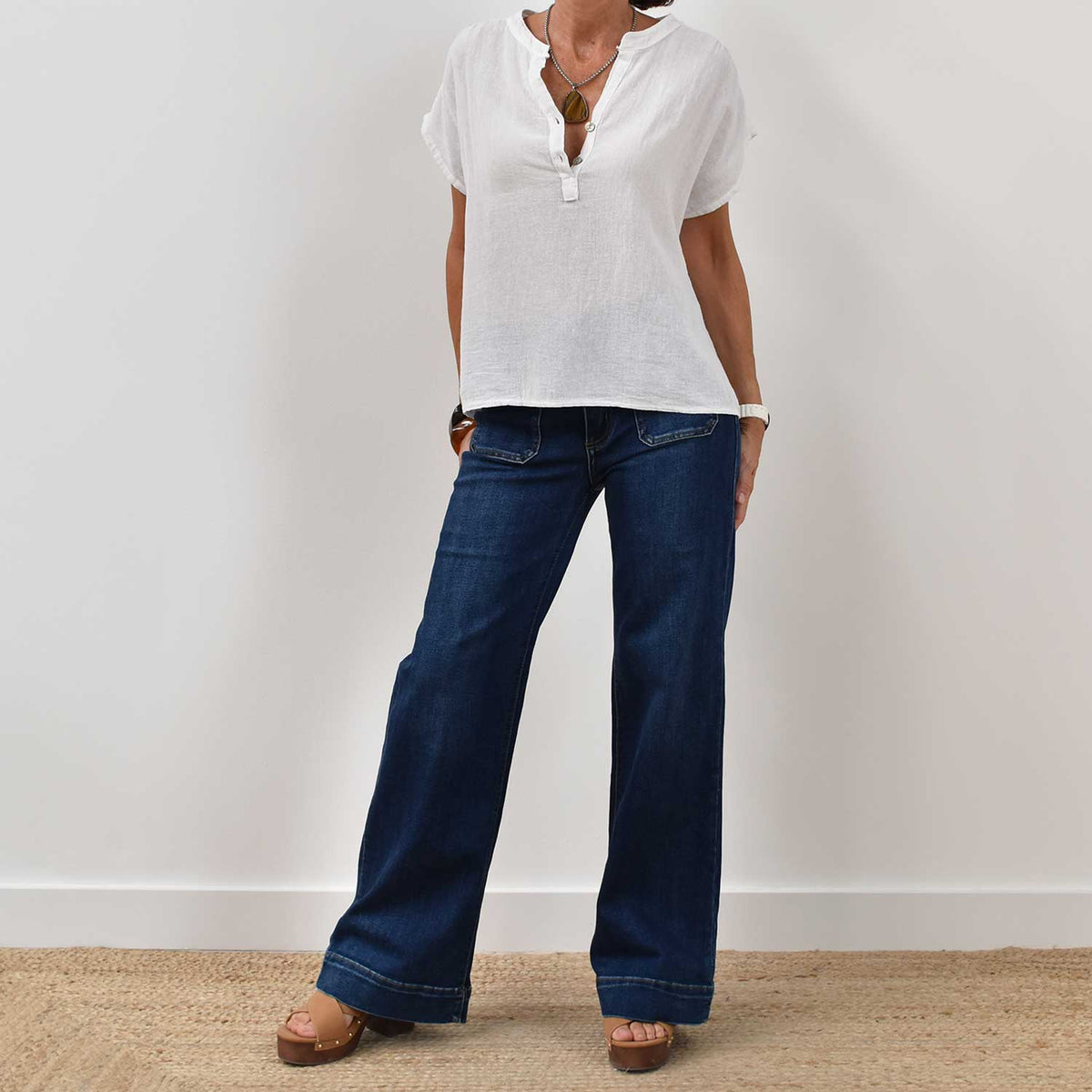 Blusa Botones Algodón – Blanca