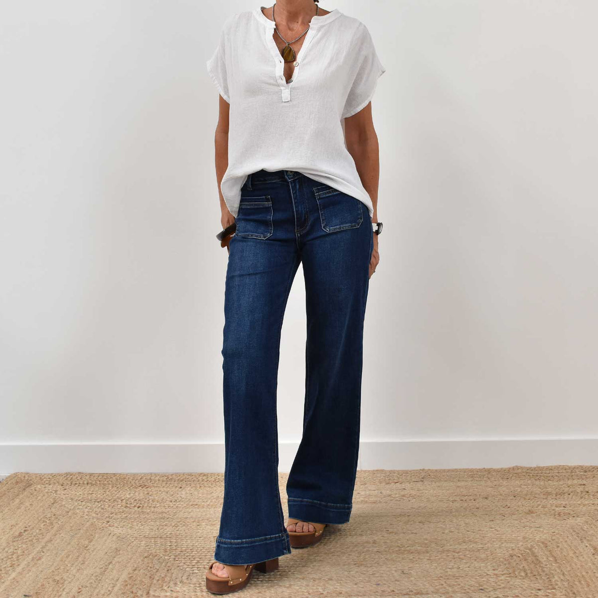 Blusa Botones Algodón – Blanca