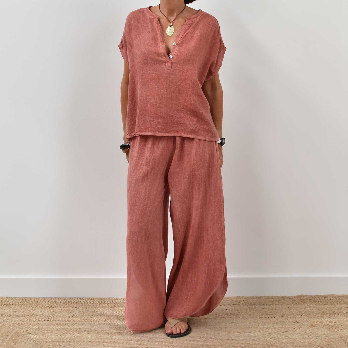 Blusa Botones Algodón – Teja