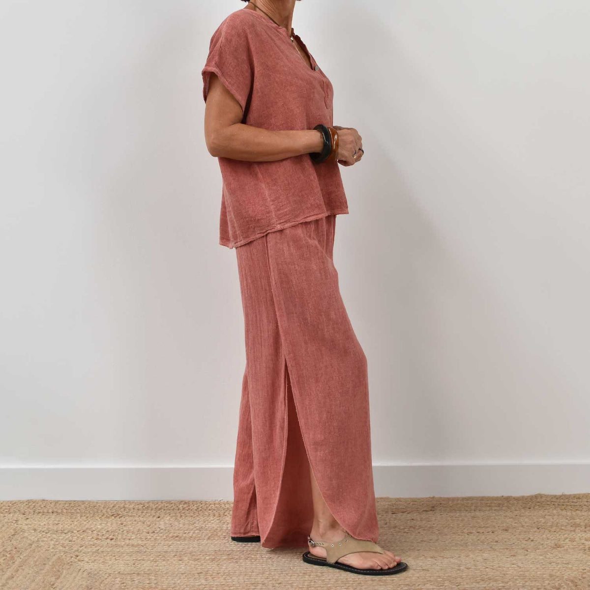 Blusa Botones Algodón – Teja