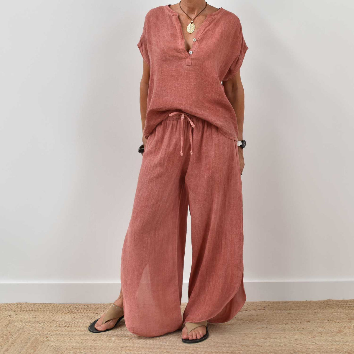 Blusa Botones Algodón – Teja