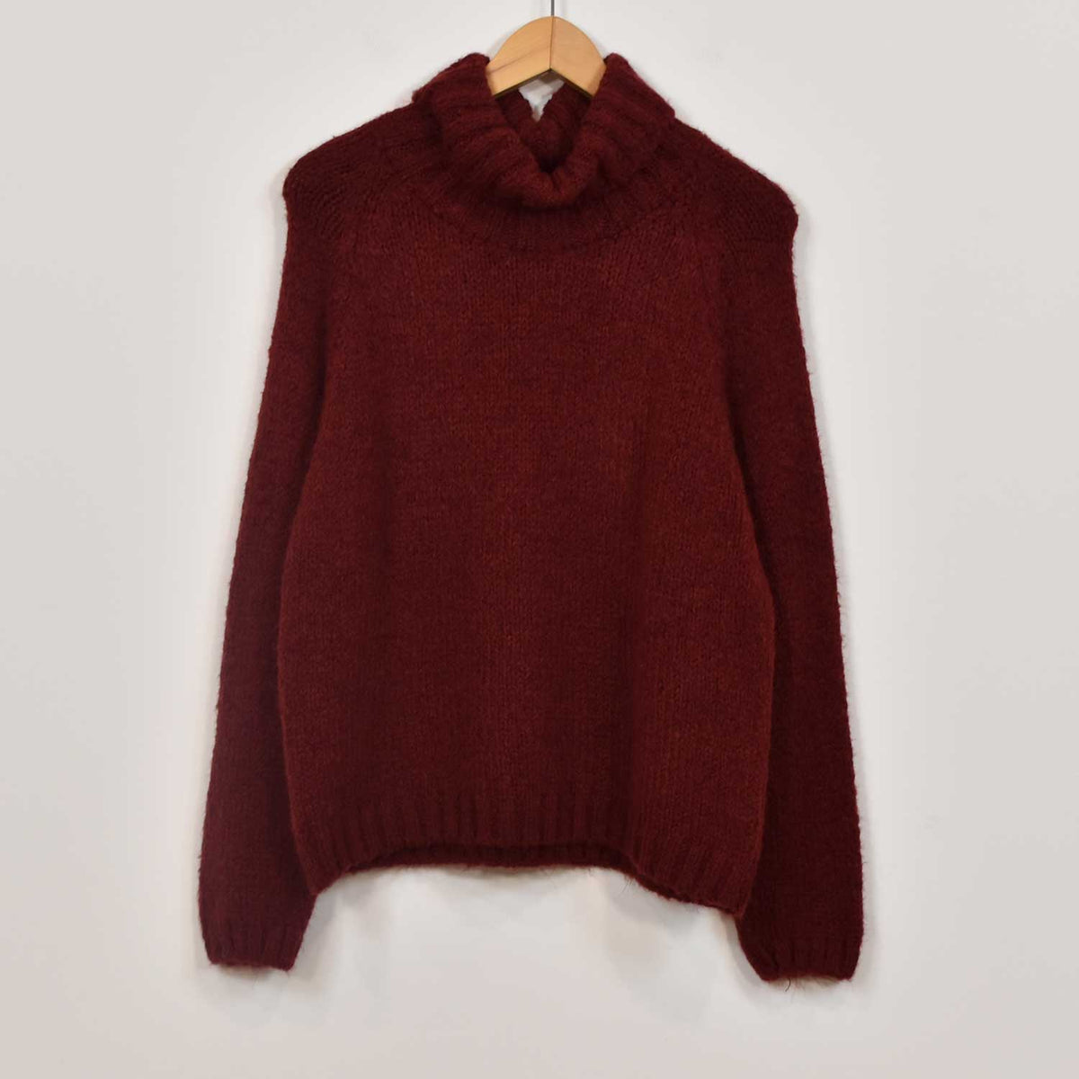 Jersey Cuello Alto Punto Suave – Borgoña
