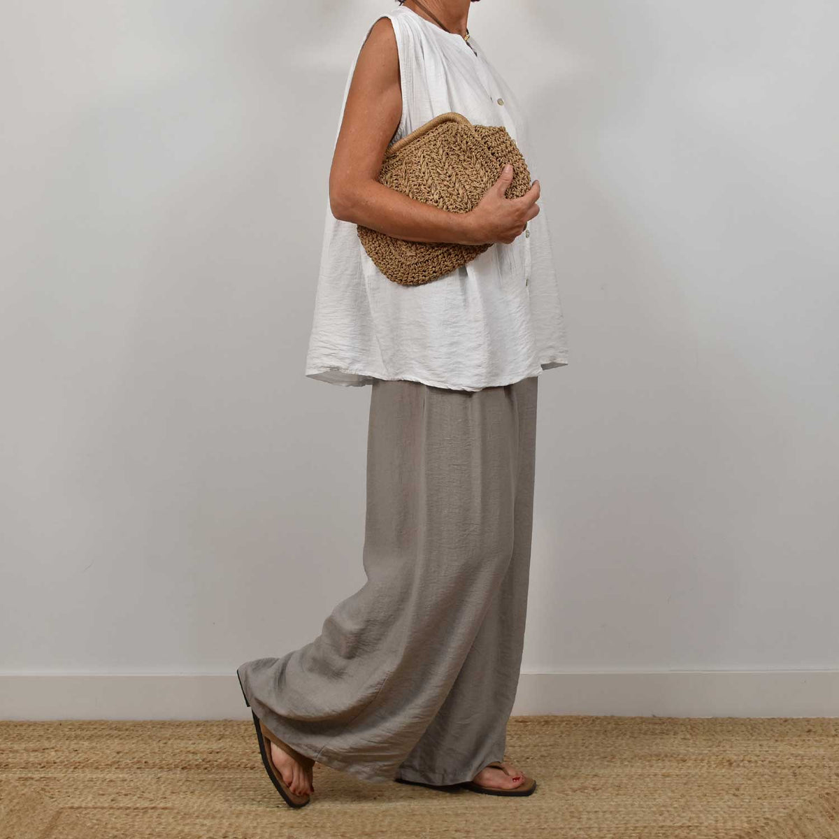 Pantalón Fluido Cinturón – Taupe
