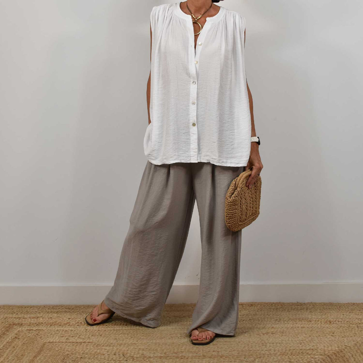 Pantalón Fluido Cinturón – Taupe