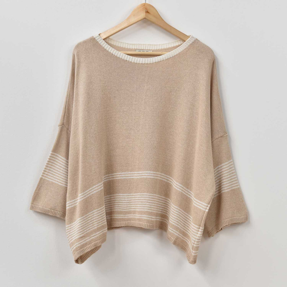 Jersey Oversize Cuello Barco – Beige