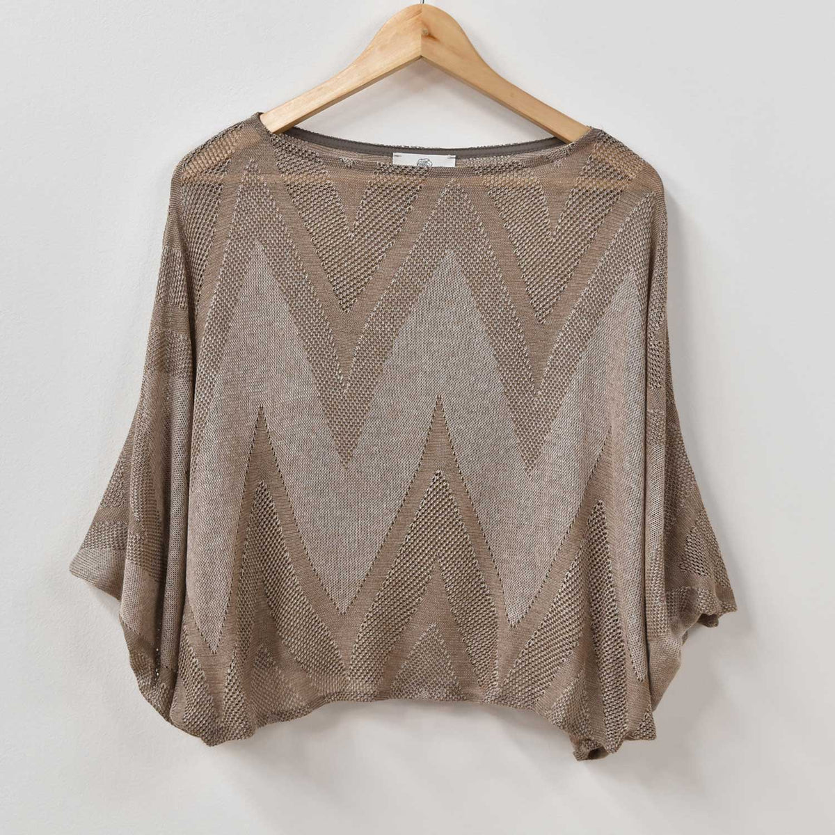 Jersey Calado Manga Abullonada – Taupe