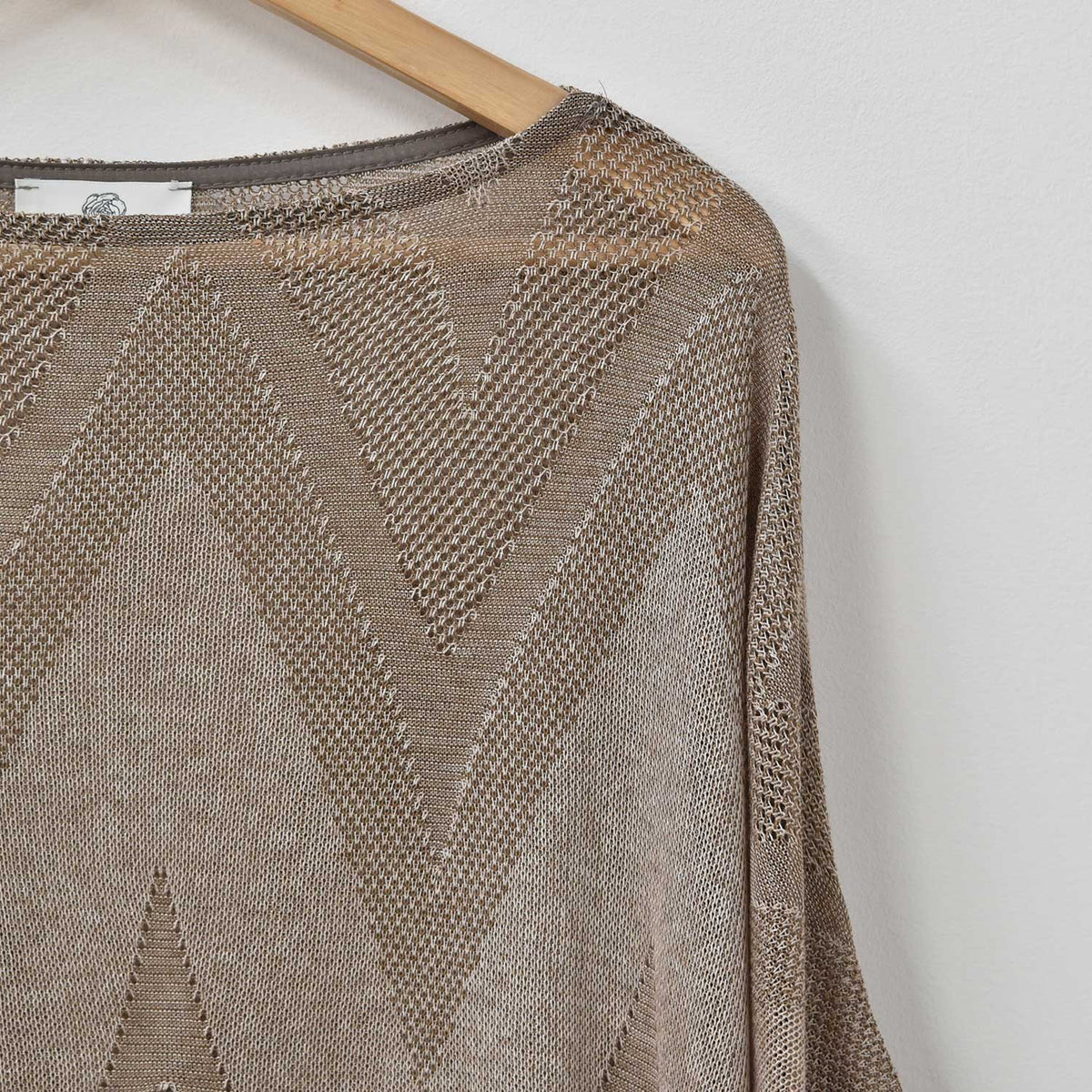 Jersey Calado Manga Abullonada – Taupe