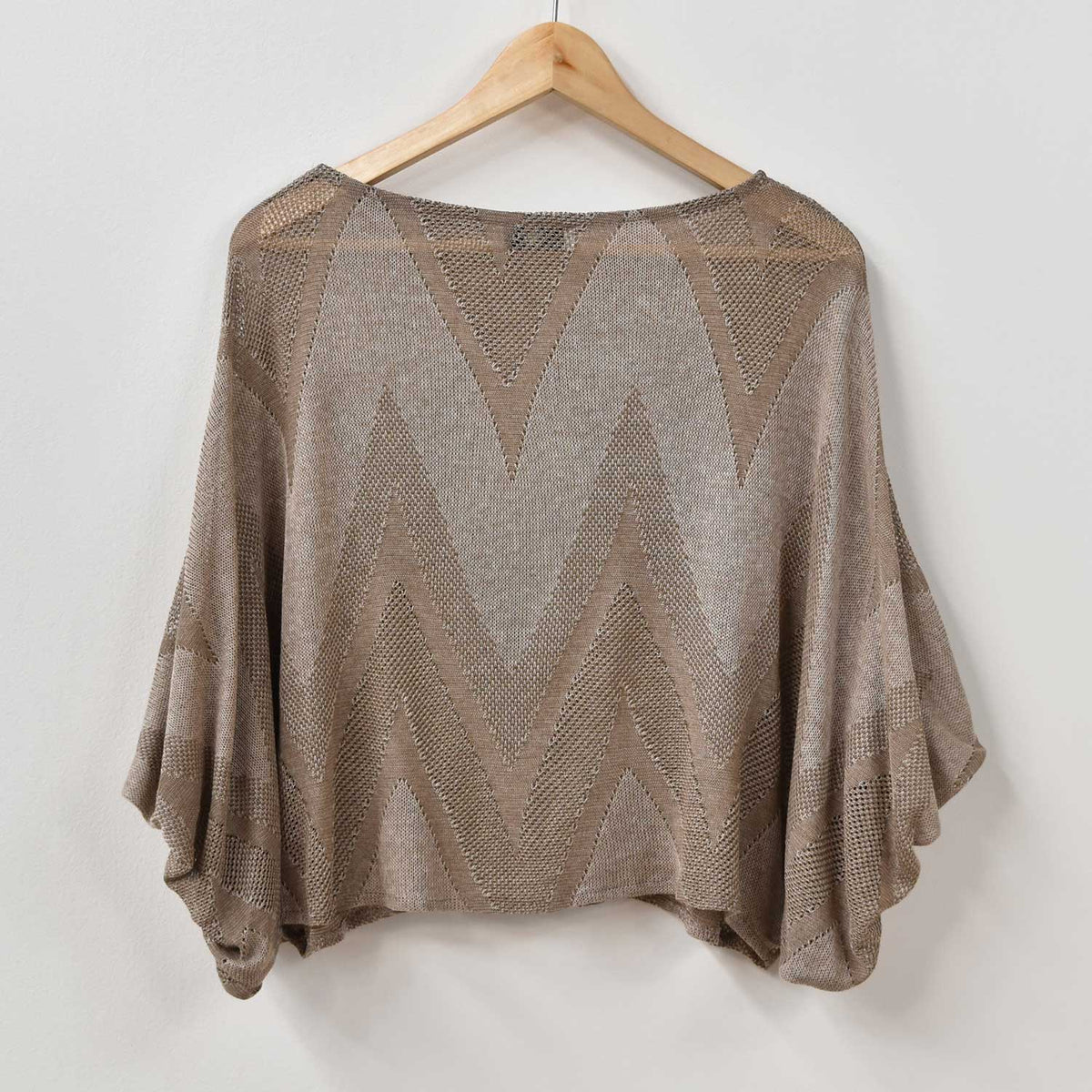 Jersey Calado Manga Abullonada – Taupe