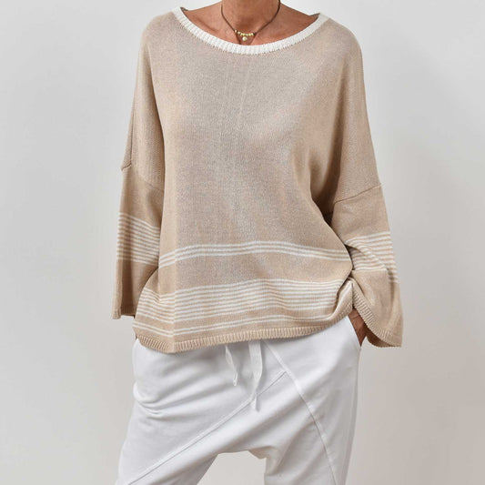 Jersey Oversize Cuello Barco – Beige