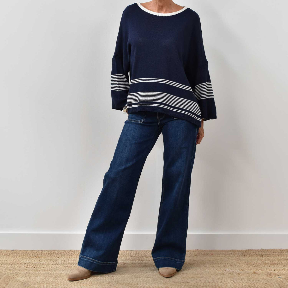 Jersey Oversize Cuello Barco – Marino