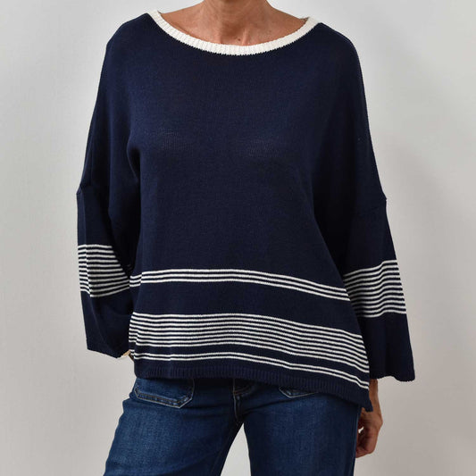 Jersey Oversize Cuello Barco – Marino