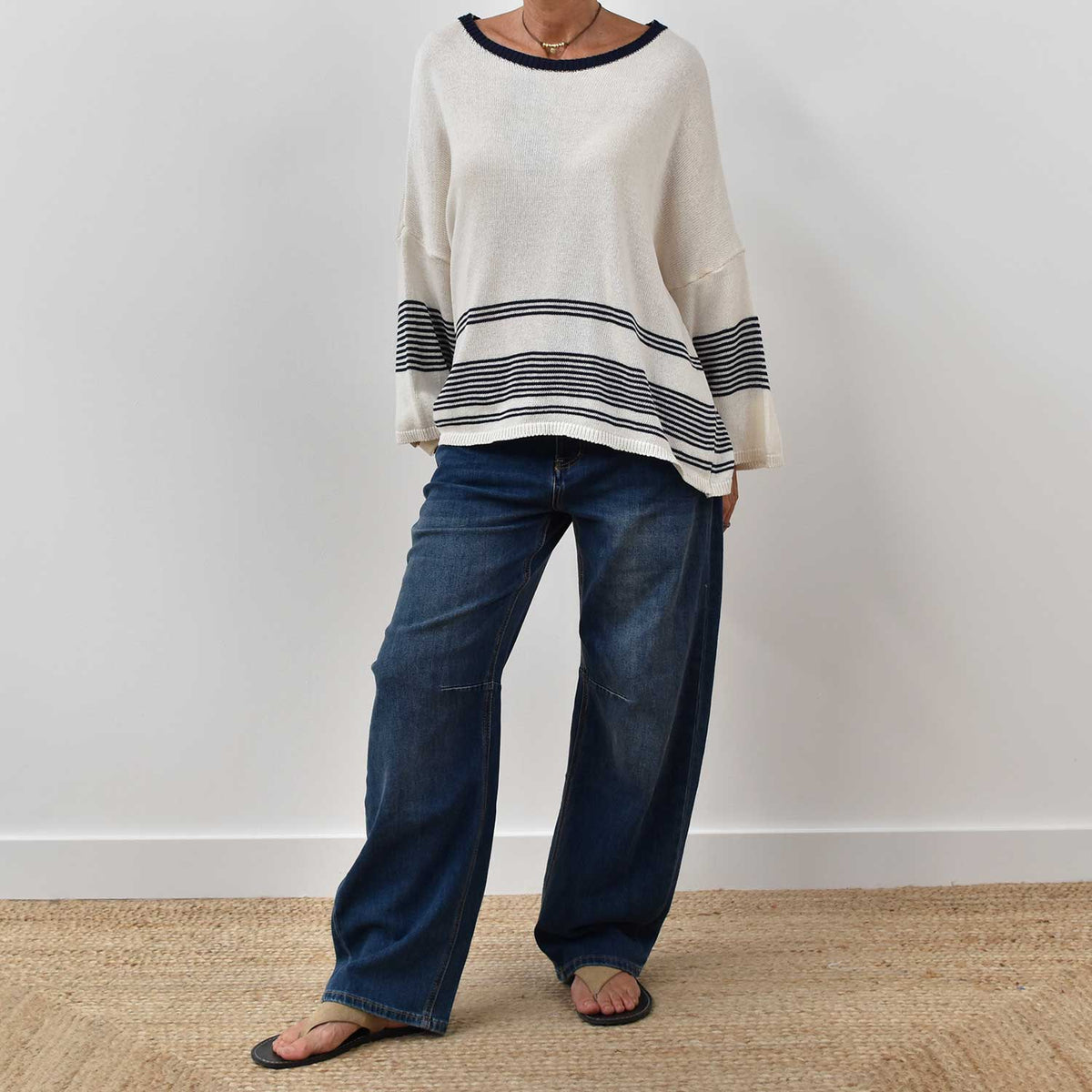 Jersey Oversize Cuello Barco – Crudo