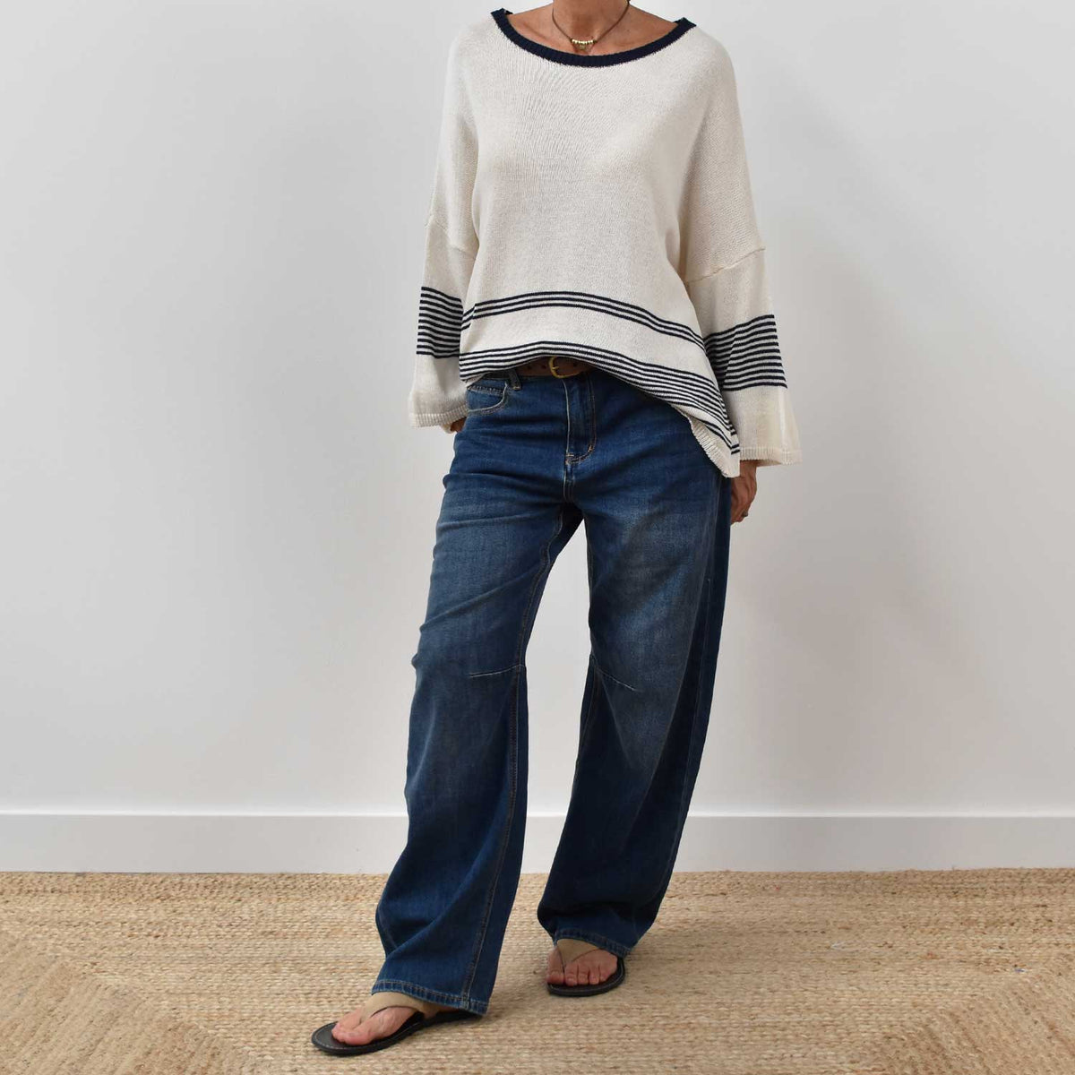 Jersey Oversize Cuello Barco – Crudo