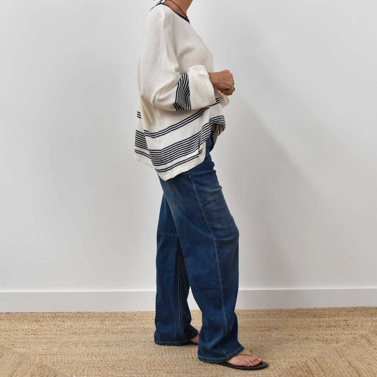 Jersey Oversize Cuello Barco – Crudo