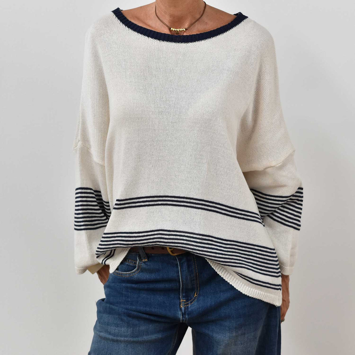 Jersey Oversize Cuello Barco – Crudo