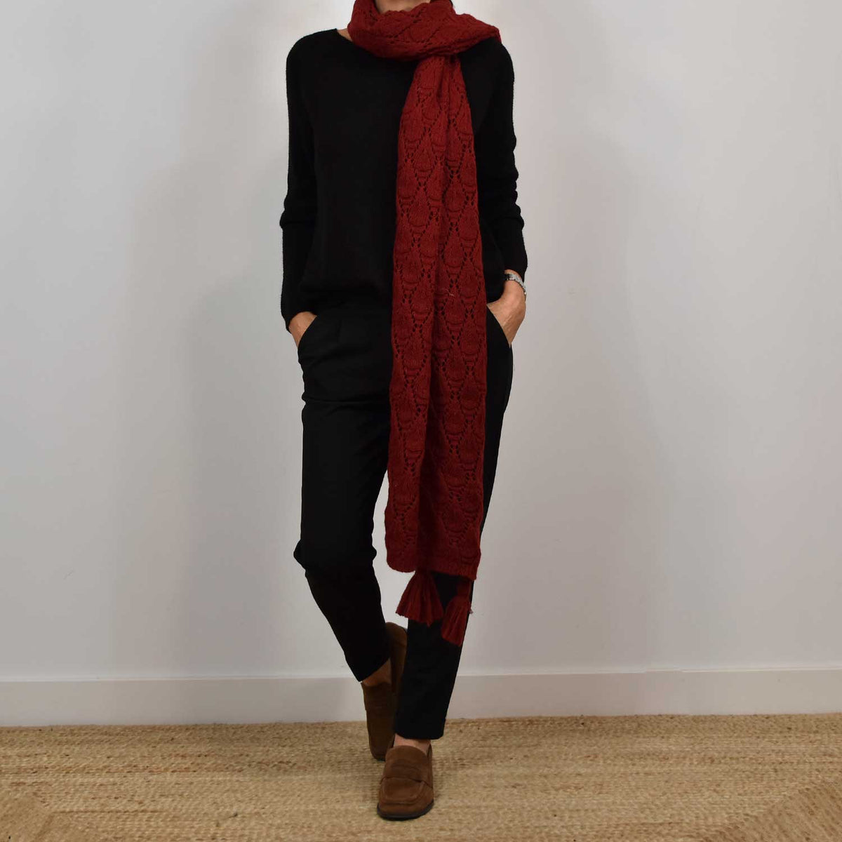 Pantalón Fluido Bolsillos – Negro