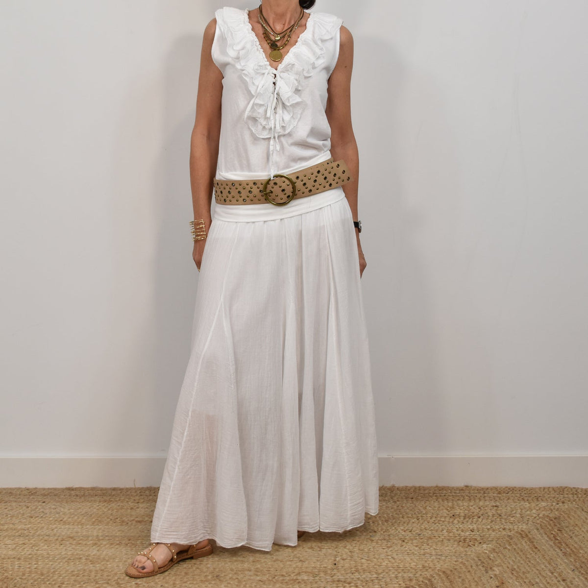 Falda larga blanca