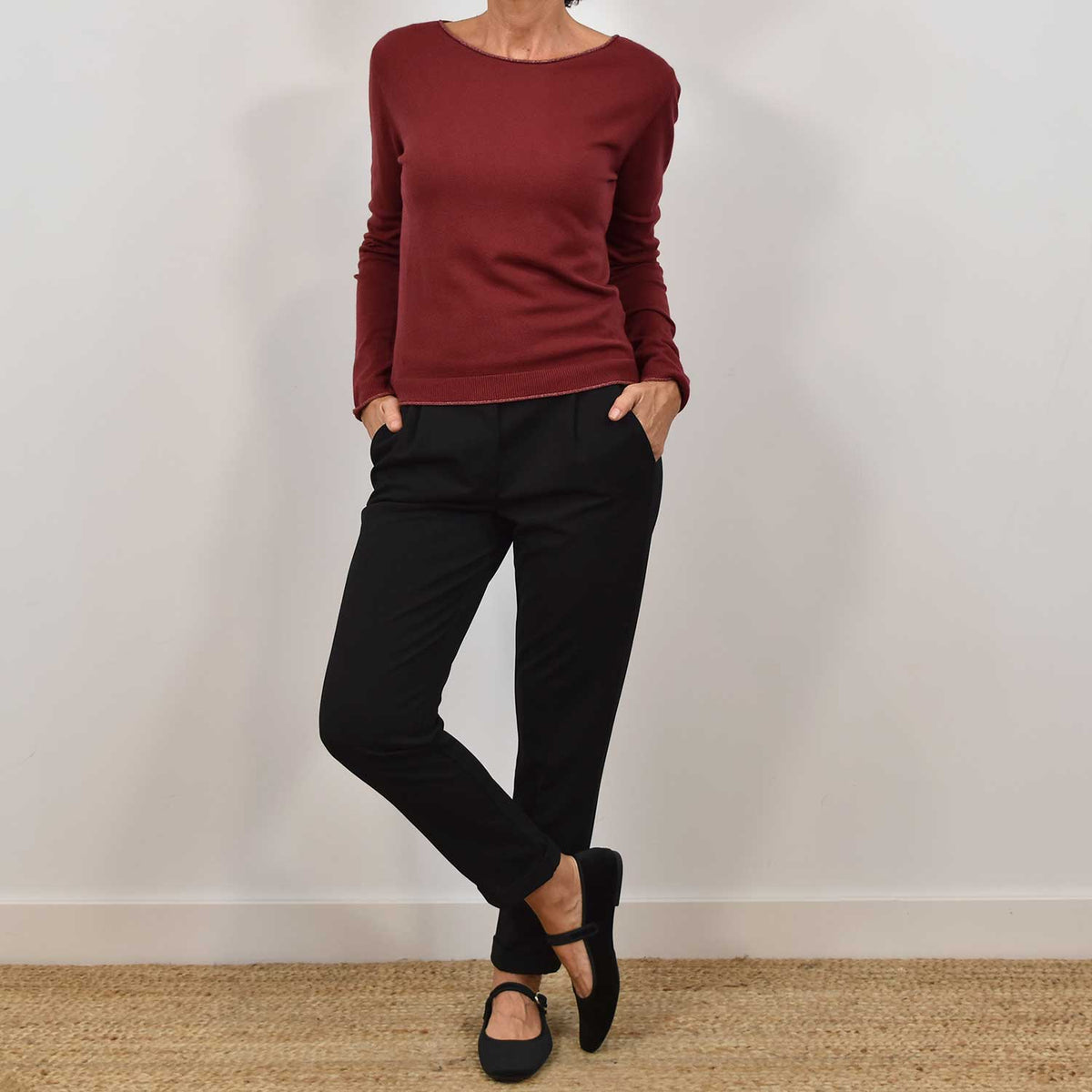 Pantalón Fluido Bolsillos – Negro