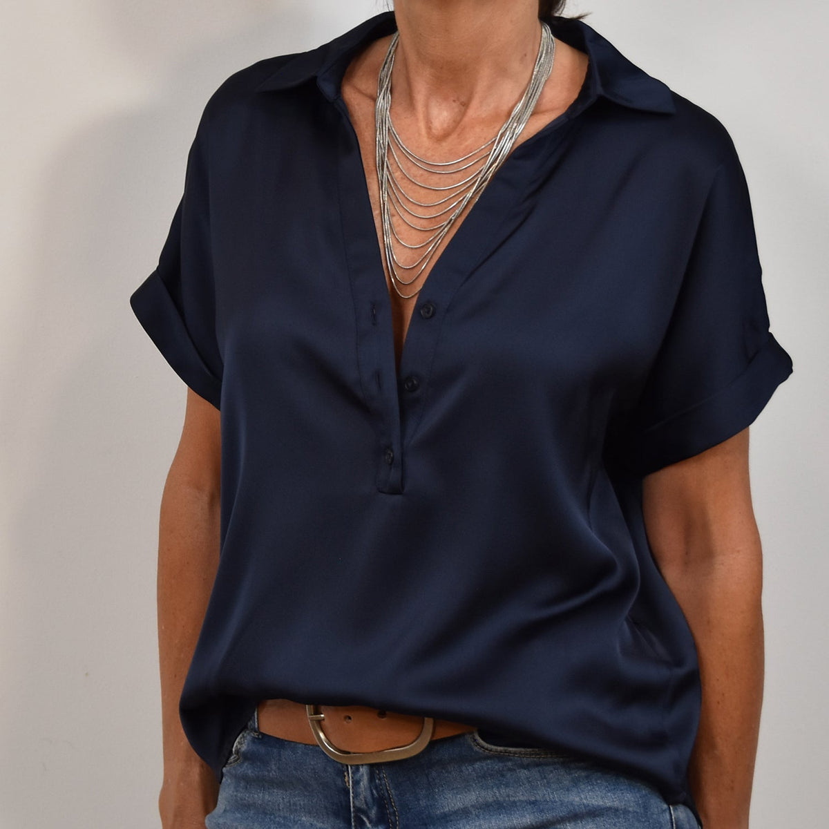 Blusa Satinada Elegance – Marino