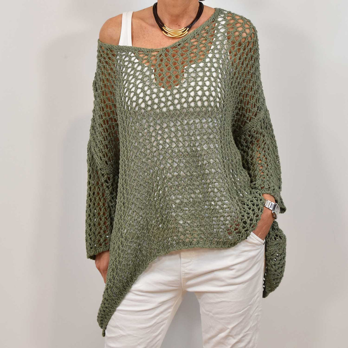 Maxi Jersey Calado Pico – Kaki