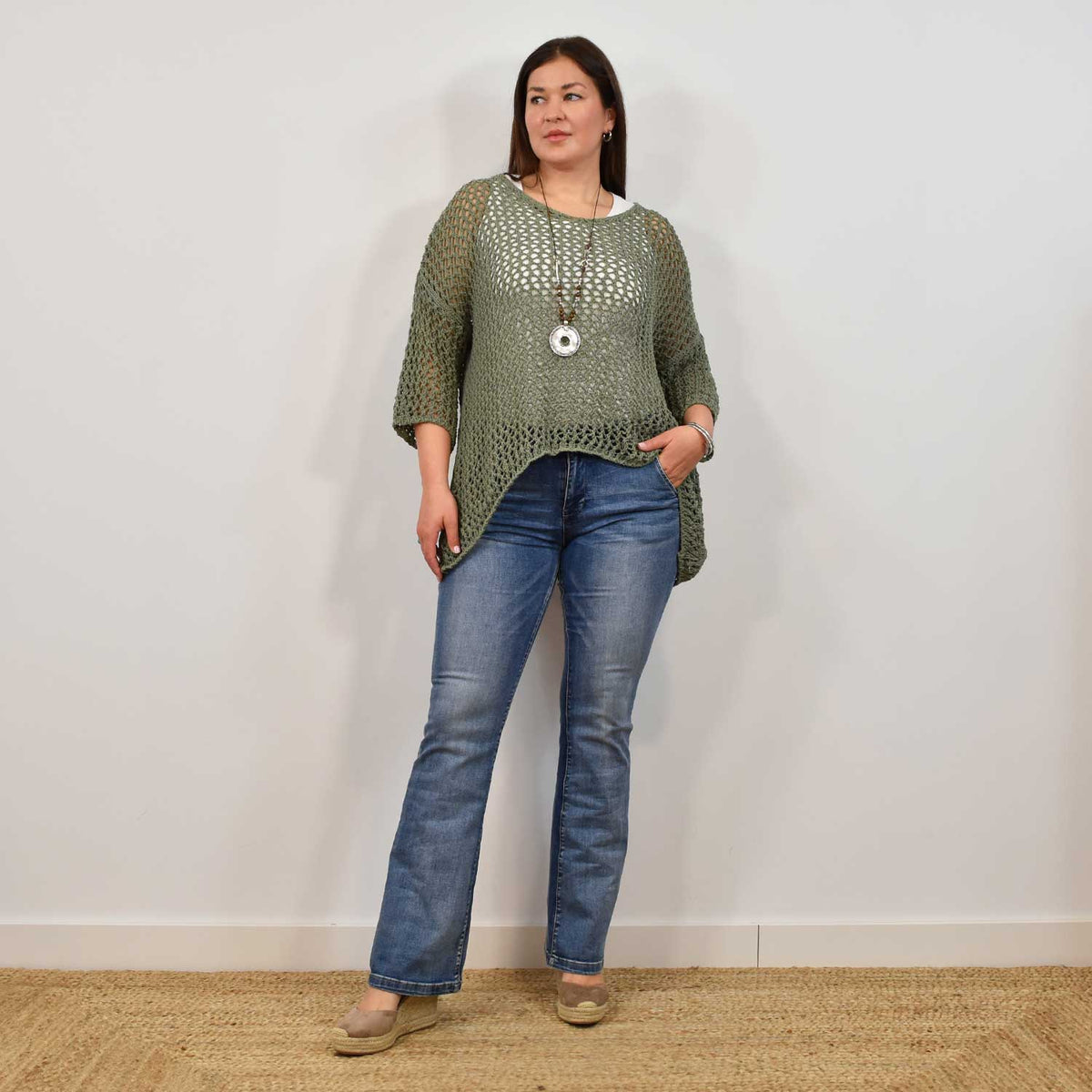 Maxi Jersey Calado Pico – Kaki